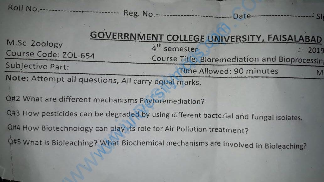 Bio-remediation and Bio-processing past papers