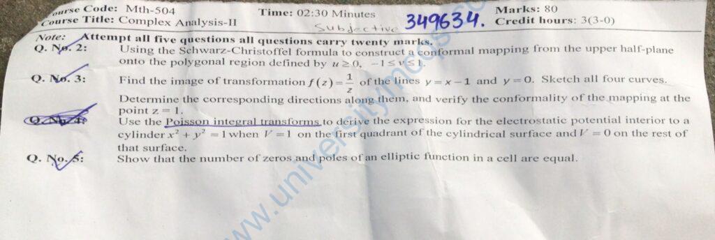 Complex Analysis-II Past Papers